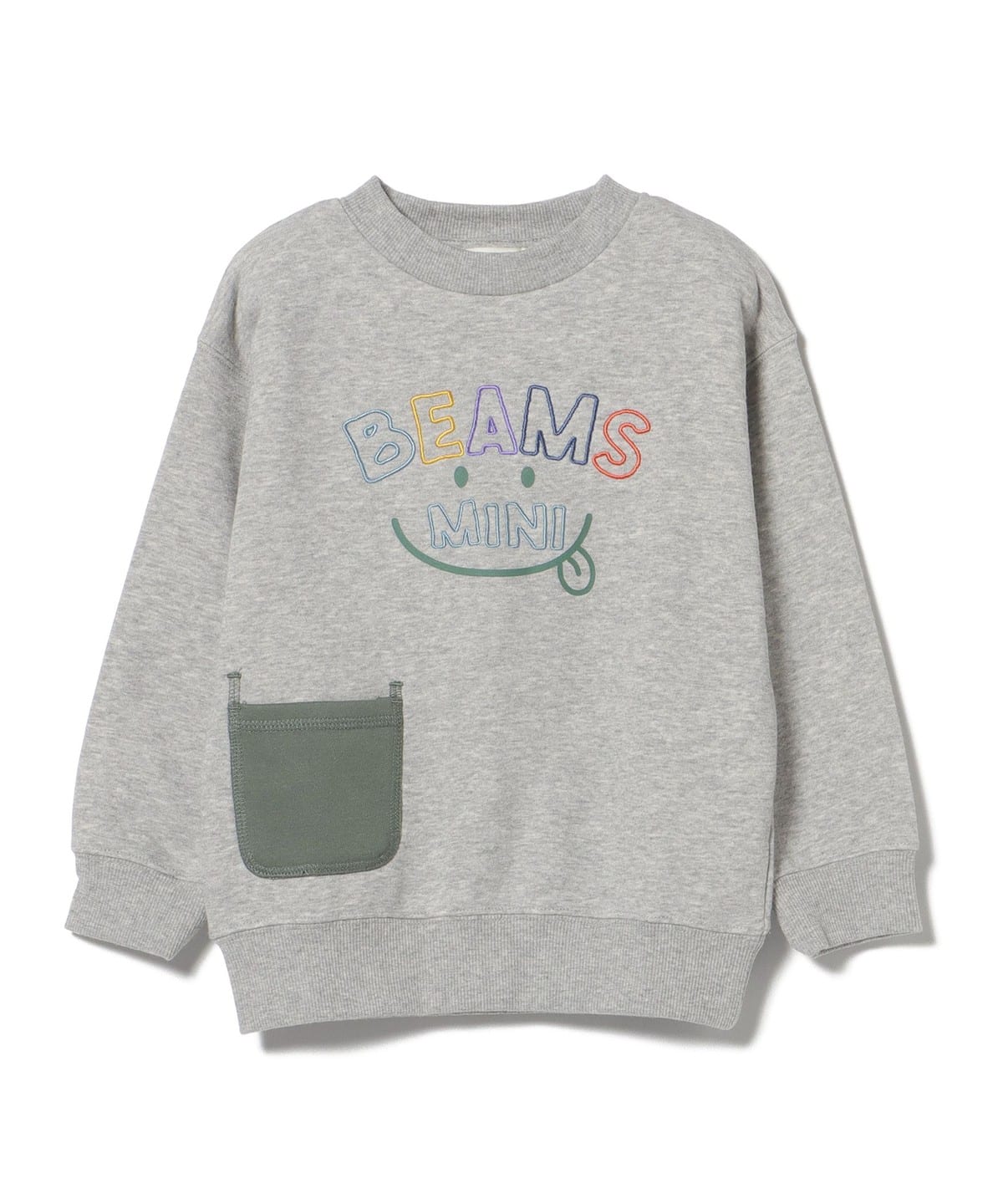 【BEAMS Mini】 微笑圖案刺繡圓領衫