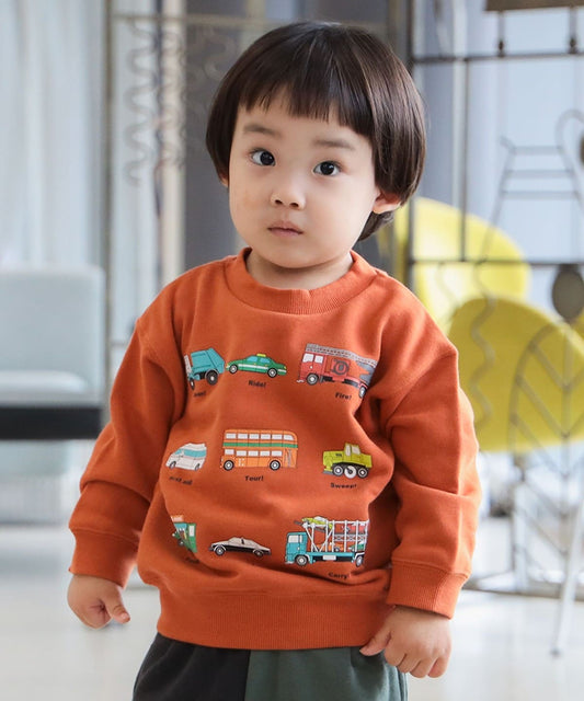 【BEAMS Mini】 帥氣工程車圖案圓領衫