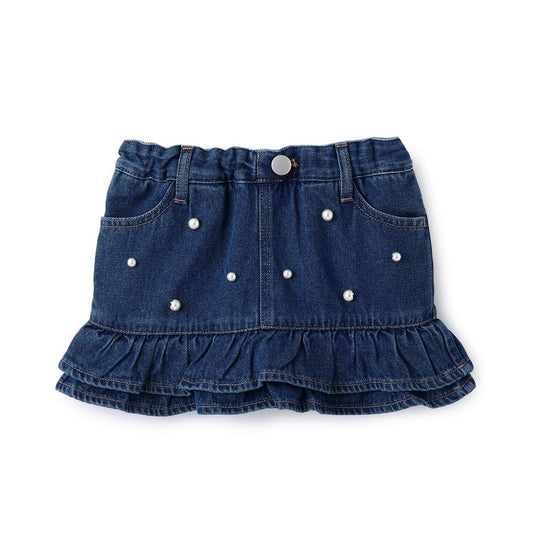 【petit main】🌟 珍珠牛仔裙配短褲