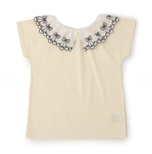 【Lycee mine】【100%純棉】 櫻桃蕾絲領🍒 抗UV☀️🛡️ 涼感❄️ 女童短袖T恤👕