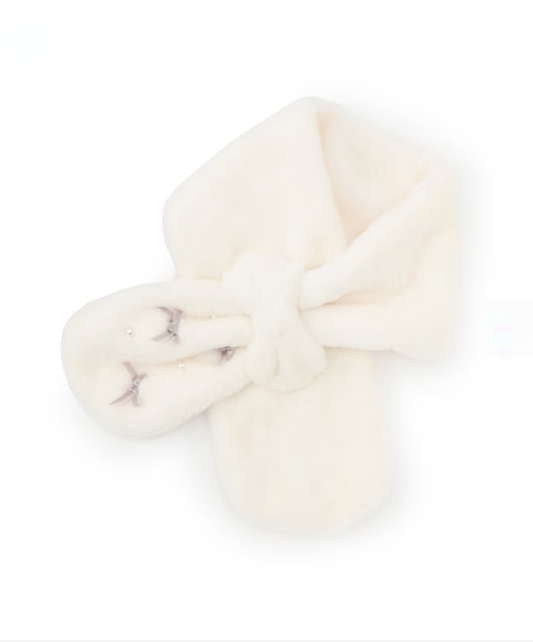 【petit main】珍珠蝴蝶結造型嬰兒領巾(パールリボンティペット)👶🎀