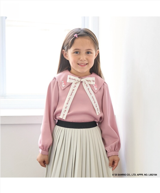 🎀 My Melody × Kuromi 蝴蝶結領結裝飾襯衫 👚