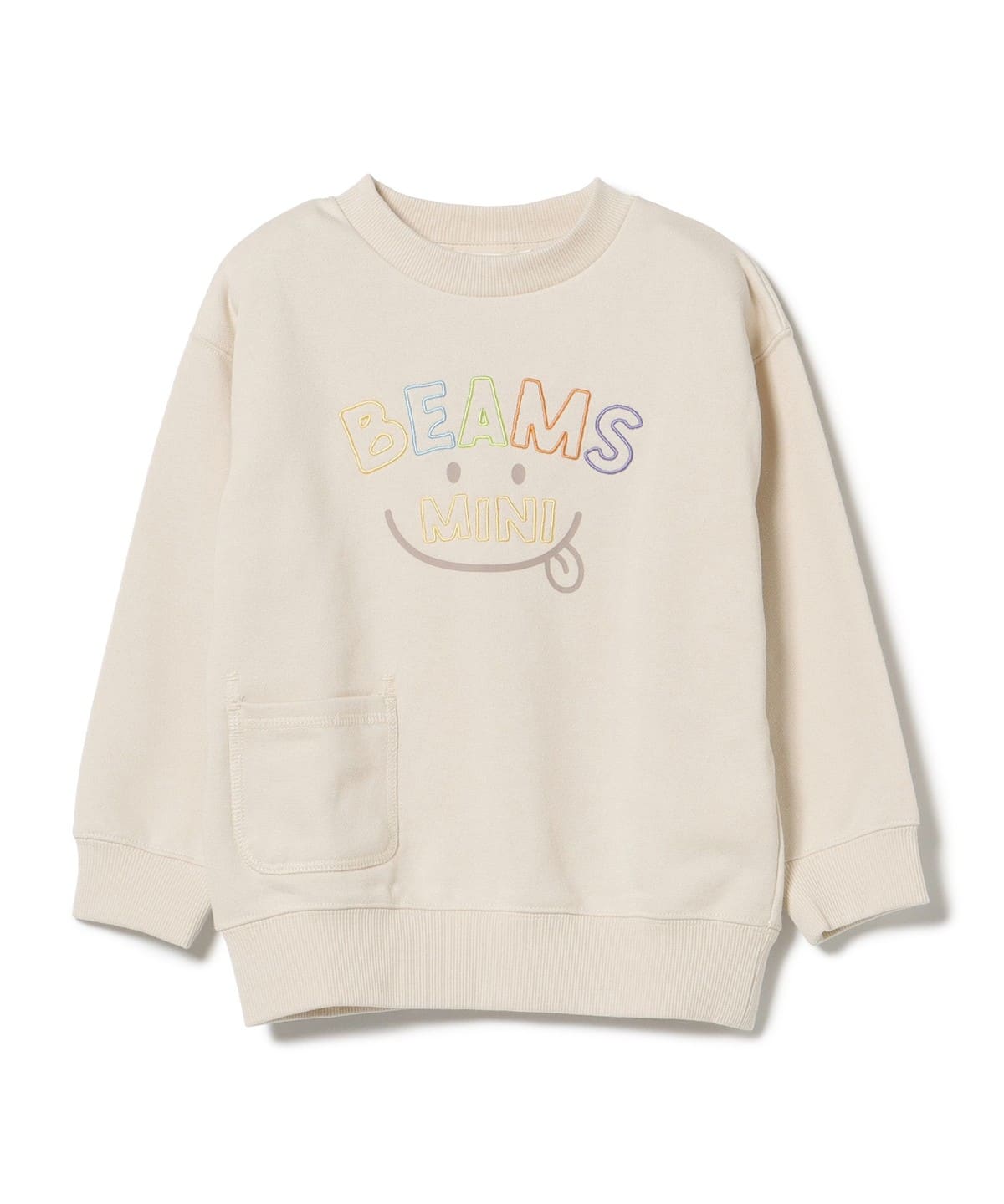 【BEAMS Mini】 微笑圖案刺繡圓領衫