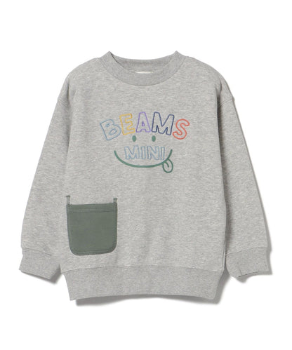 【BEAMS Mini】 微笑圖案刺繡圓領衫