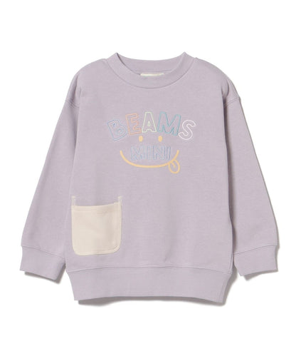 【BEAMS Mini】 微笑圖案刺繡圓領衫