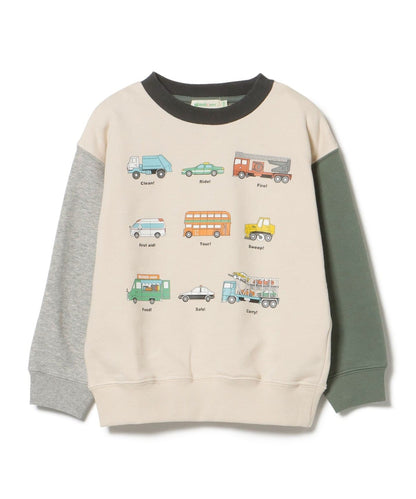 【BEAMS Mini】 帥氣工程車圖案圓領衫