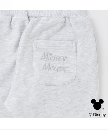 【petit main】【Disney】米奇貼布造型刷毛長褲