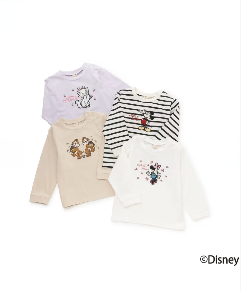【petit main】【Disney】角色圖案長袖T恤