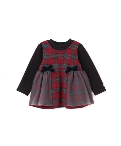 【petit main】格紋拼接長版上衣 👗💞