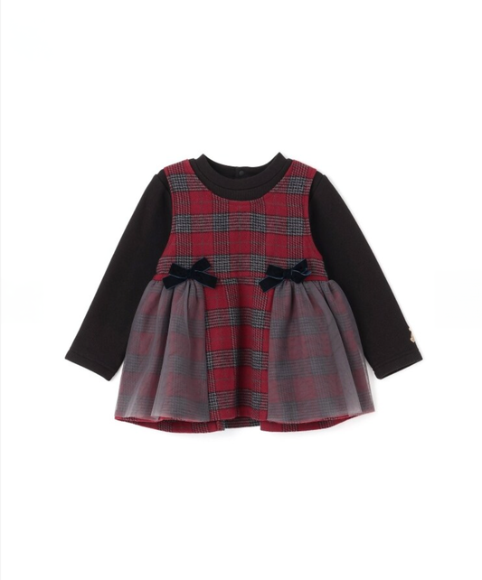 【petit main】格紋拼接長版上衣 👗💞