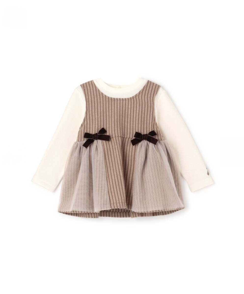 【petit main】格紋拼接長版上衣 👗💞