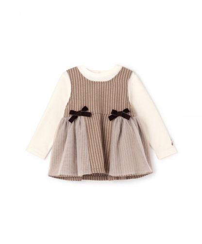 【petit main】格紋拼接長版上衣 👗💞