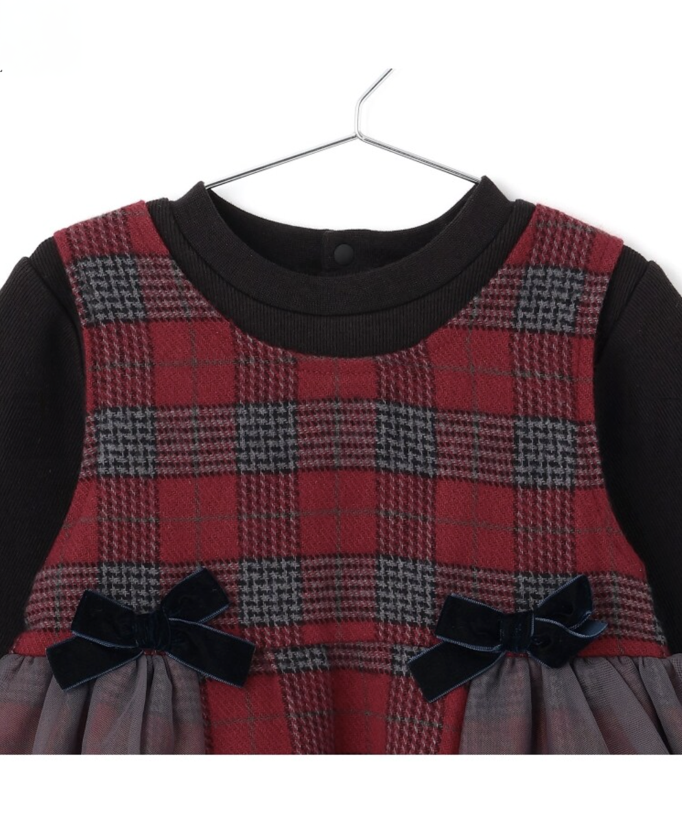 【petit main】格紋拼接長版上衣 👗💞