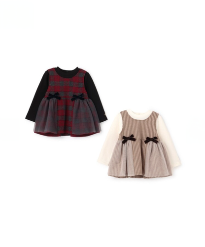 【petit main】格紋拼接長版上衣 👗💞
