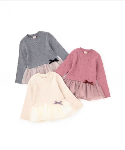 【petit main】🎀 針織上衣 × 蕾絲紗裙 👗