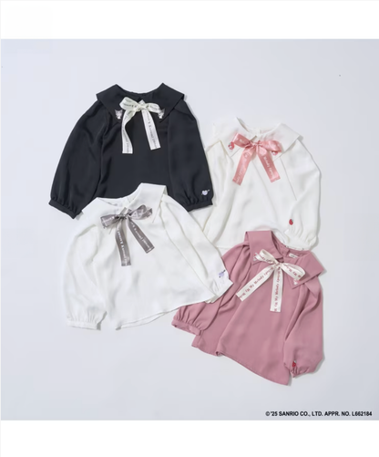 🎀 My Melody × Kuromi 蝴蝶結領結裝飾襯衫 👚