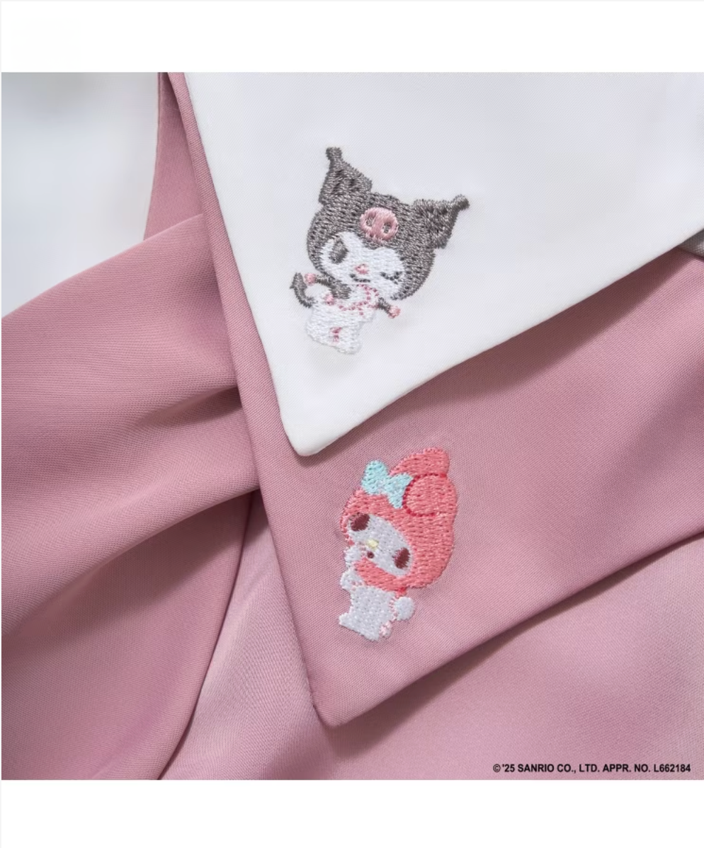 🎀 My Melody × Kuromi 蝴蝶結領結裝飾襯衫 👚