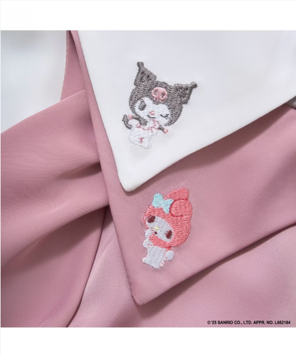 🎀 My Melody × Kuromi 蝴蝶結領結裝飾襯衫 👚