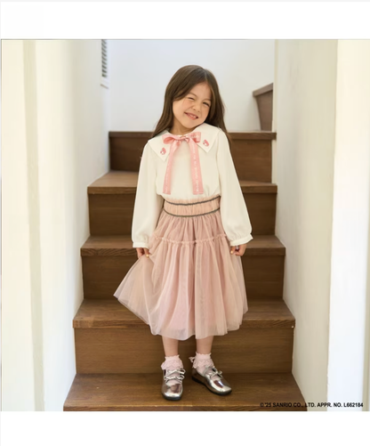 🎀 My Melody × Kuromi 蝴蝶結領結裝飾襯衫 👚