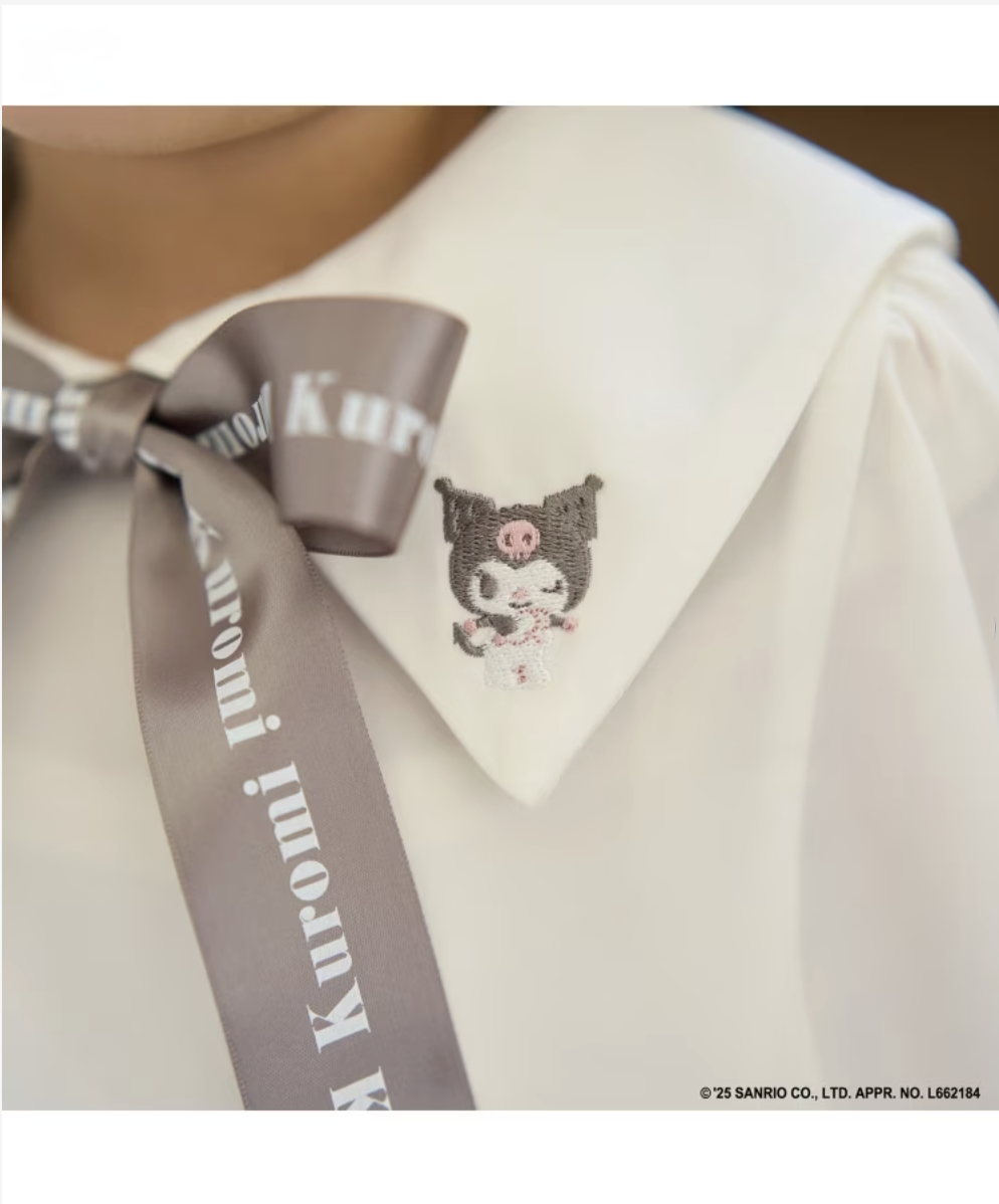 🎀 My Melody × Kuromi 蝴蝶結領結裝飾襯衫 👚