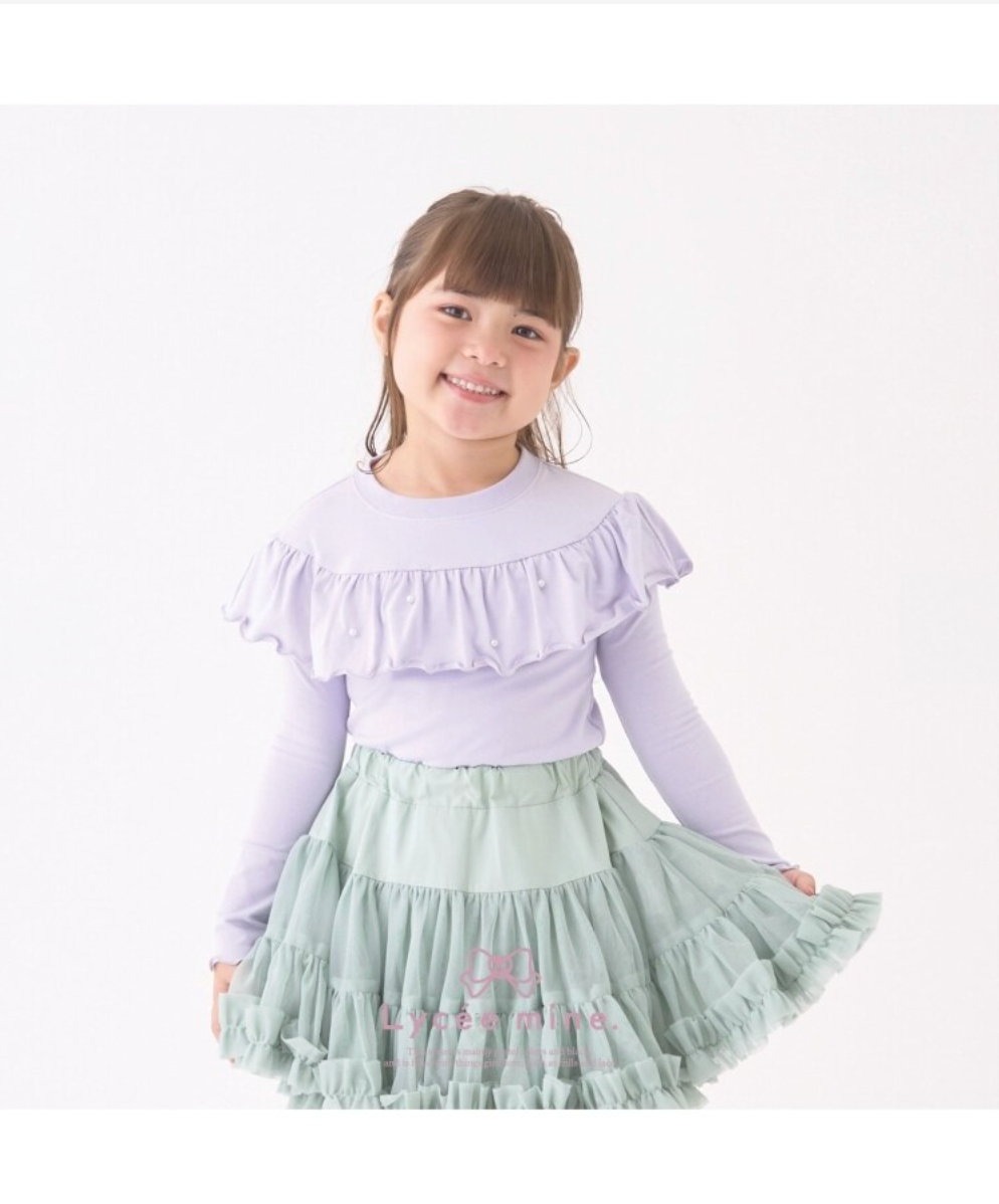 【Lycee mine】圓領荷葉珍珠裝飾上衣 👚💎