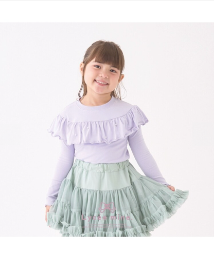 【Lycee mine】圓領荷葉珍珠裝飾上衣 👚💎