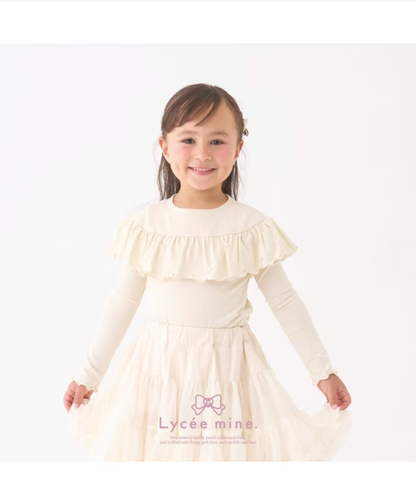 【Lycee mine】圓領荷葉珍珠裝飾上衣 👚💎