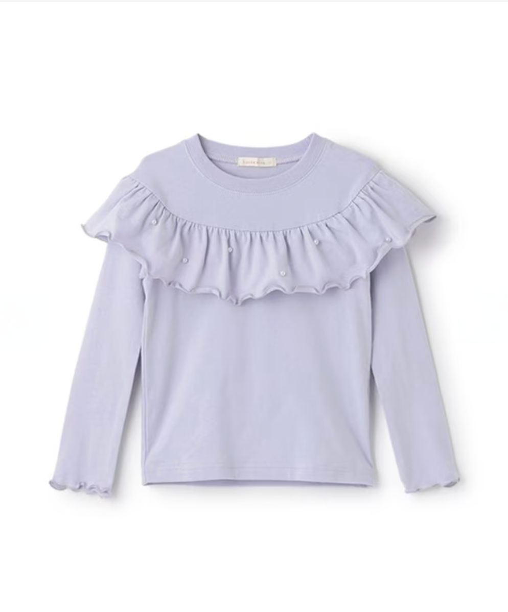 【Lycee mine】圓領荷葉珍珠裝飾上衣 👚💎
