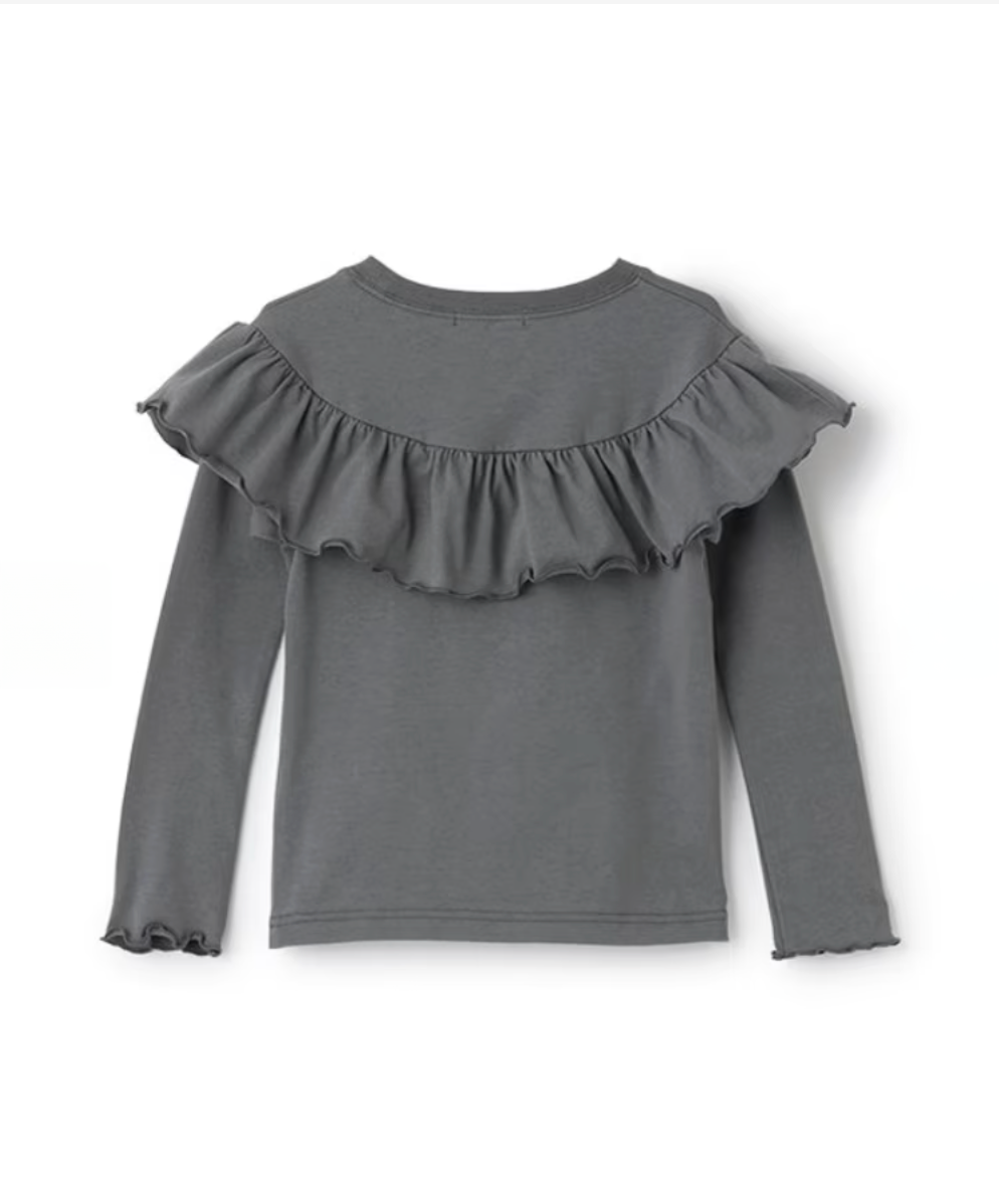 【Lycee mine】圓領荷葉珍珠裝飾上衣 👚💎