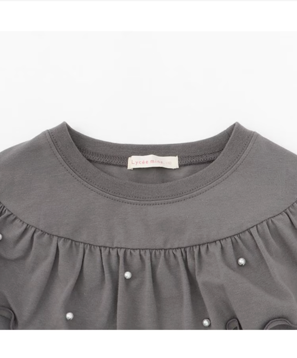 【Lycee mine】圓領荷葉珍珠裝飾上衣 👚💎