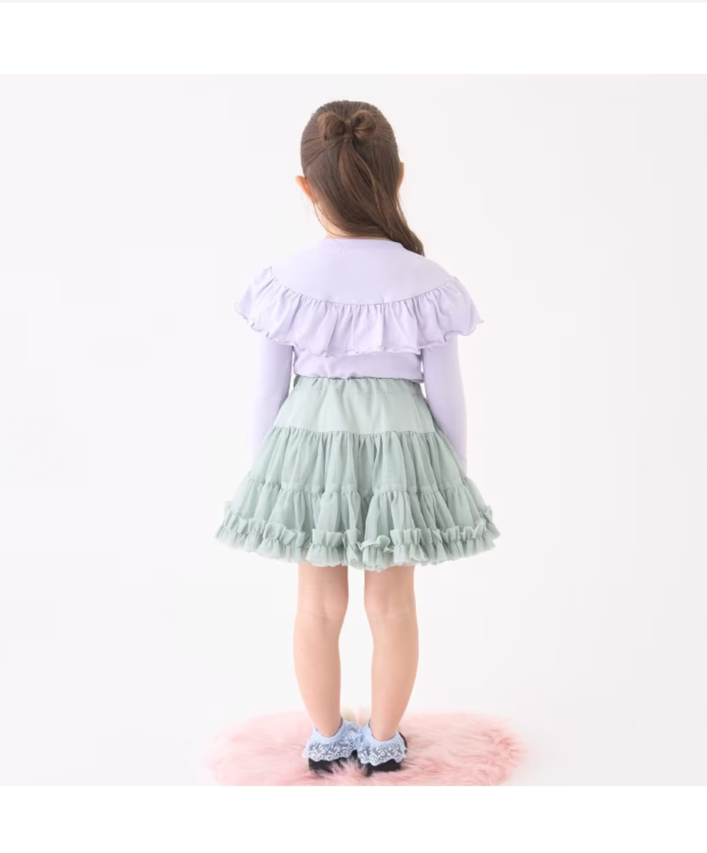 【Lycee mine】圓領荷葉珍珠裝飾上衣 👚💎