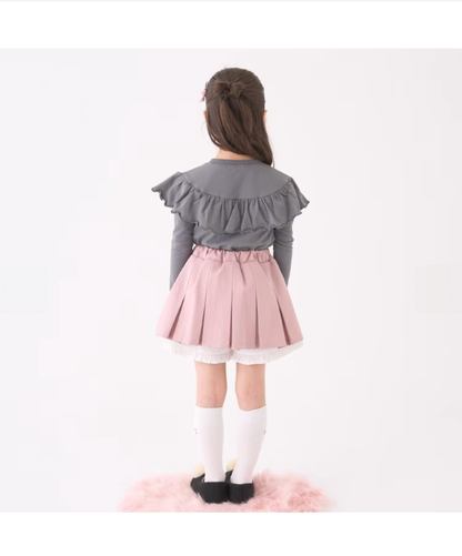 【Lycee mine】圓領荷葉珍珠裝飾上衣 👚💎