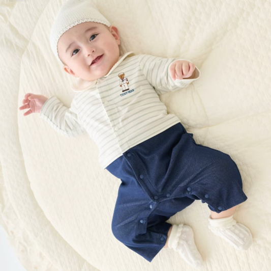 🐻【Teddy Bear】水手熊寶寶連身服（男女寶可穿／柔棉材質）