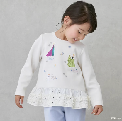 【petit main】【Frozen 冰雪奇緣】❄️ 荷葉下擺長袖T恤 👧