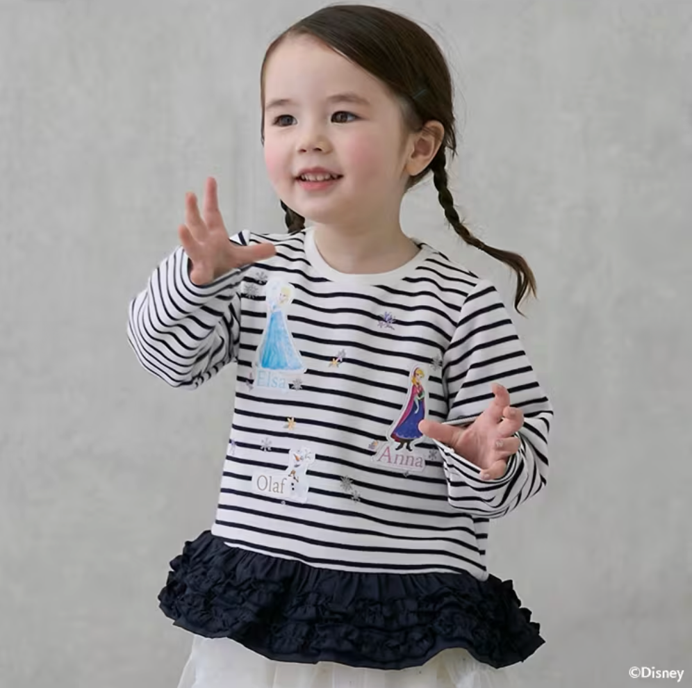 【petit main】【Frozen 冰雪奇緣】❄️ 荷葉下擺長袖T恤 👧
