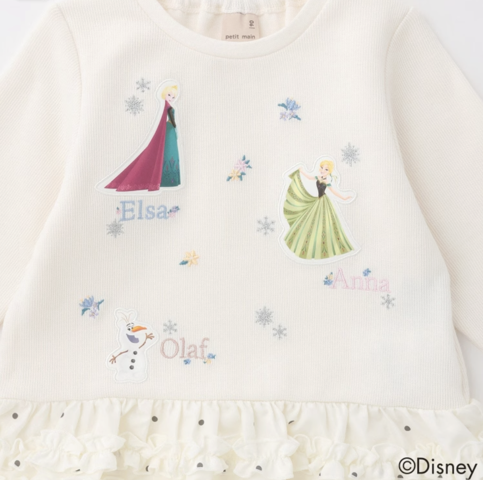 【petit main】【Frozen 冰雪奇緣】❄️ 荷葉下擺長袖T恤 👧
