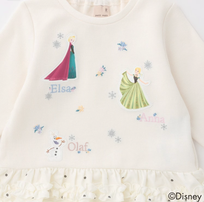 【petit main】【Frozen 冰雪奇緣】❄️ 荷葉下擺長袖T恤 👧