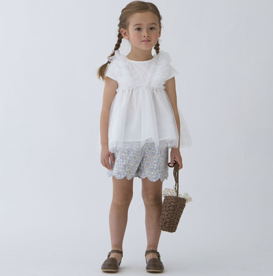 【petit main】薄紗拼接荷葉邊娃娃衫 👗✨