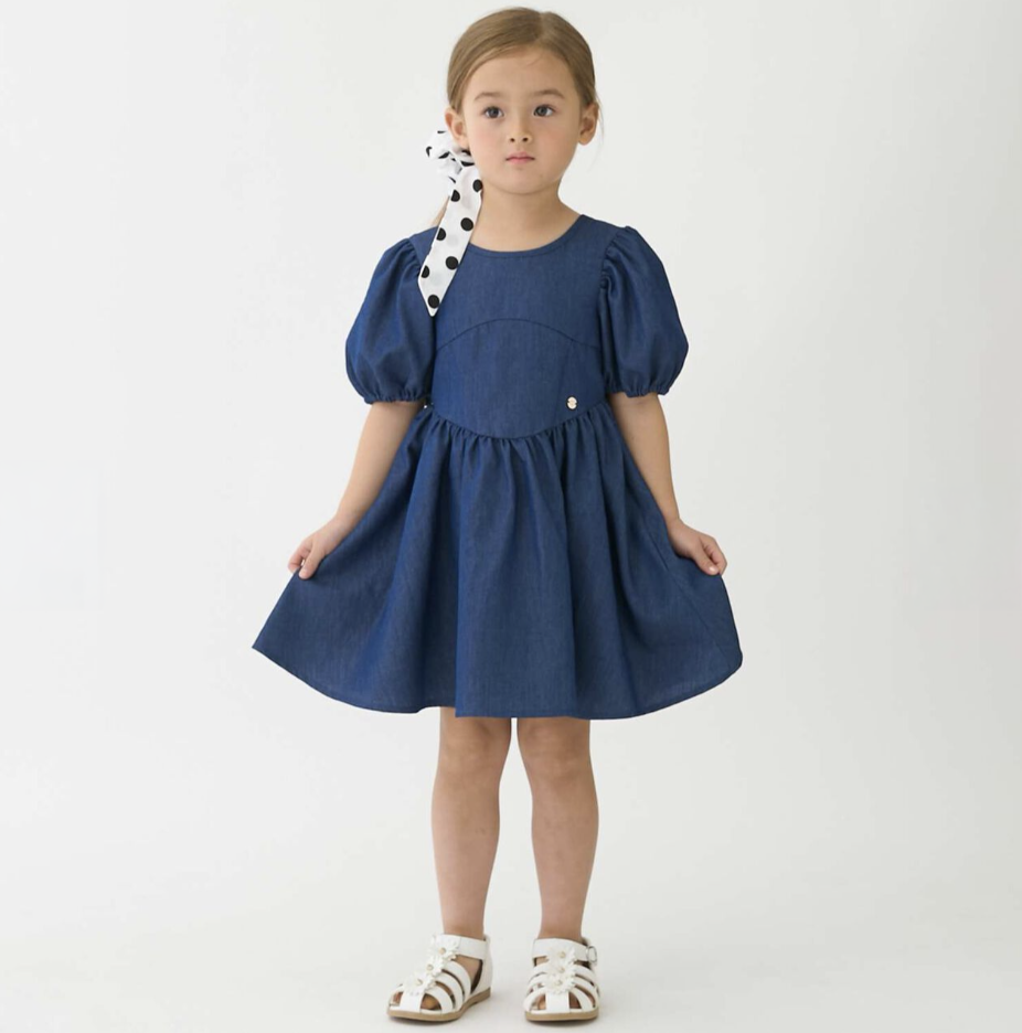 【petit main】泡泡袖荷葉襬連身洋裝 👗✨