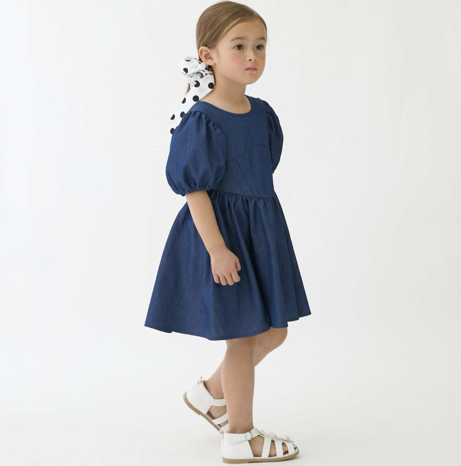 【petit main】泡泡袖荷葉襬連身洋裝 👗✨