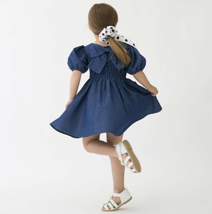 【petit main】泡泡袖荷葉襬連身洋裝 👗✨