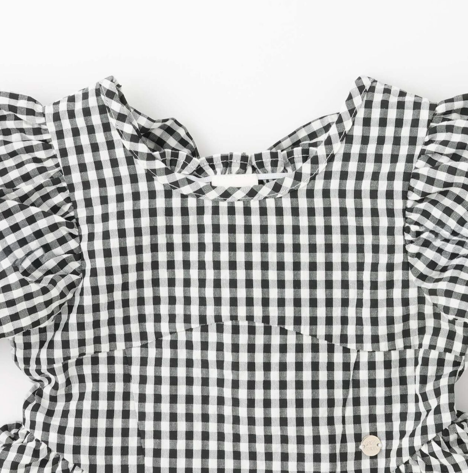 【petit main】泡泡袖荷葉襬連身洋裝 👗✨