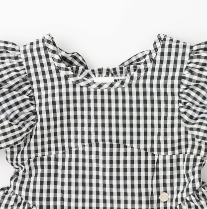【petit main】泡泡袖荷葉襬連身洋裝 👗✨