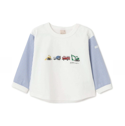 【petit main】工程車圖案長袖上衣 🚜✨