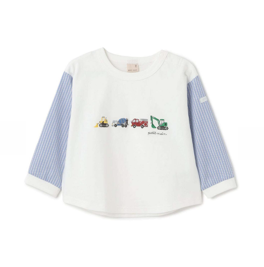 【petit main】工程車圖案長袖上衣 🚜✨