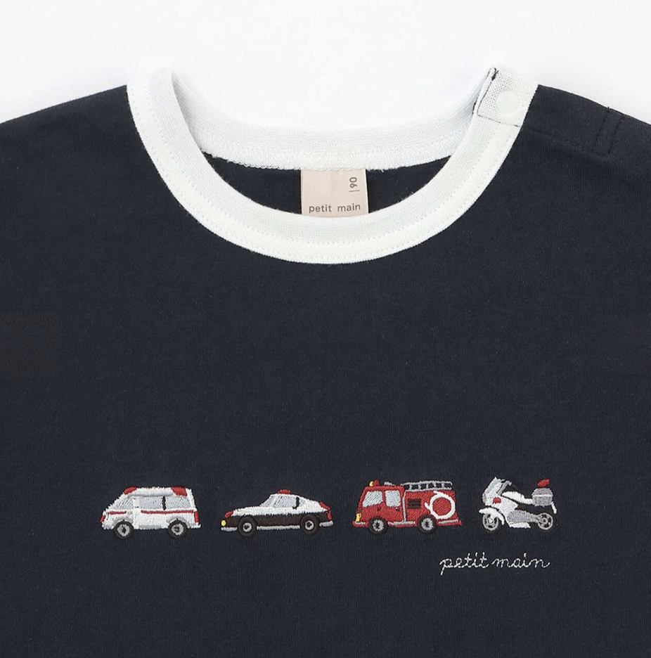 【petit main】工程車圖案長袖上衣 🚜✨