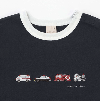 【petit main】工程車圖案長袖上衣 🚜✨