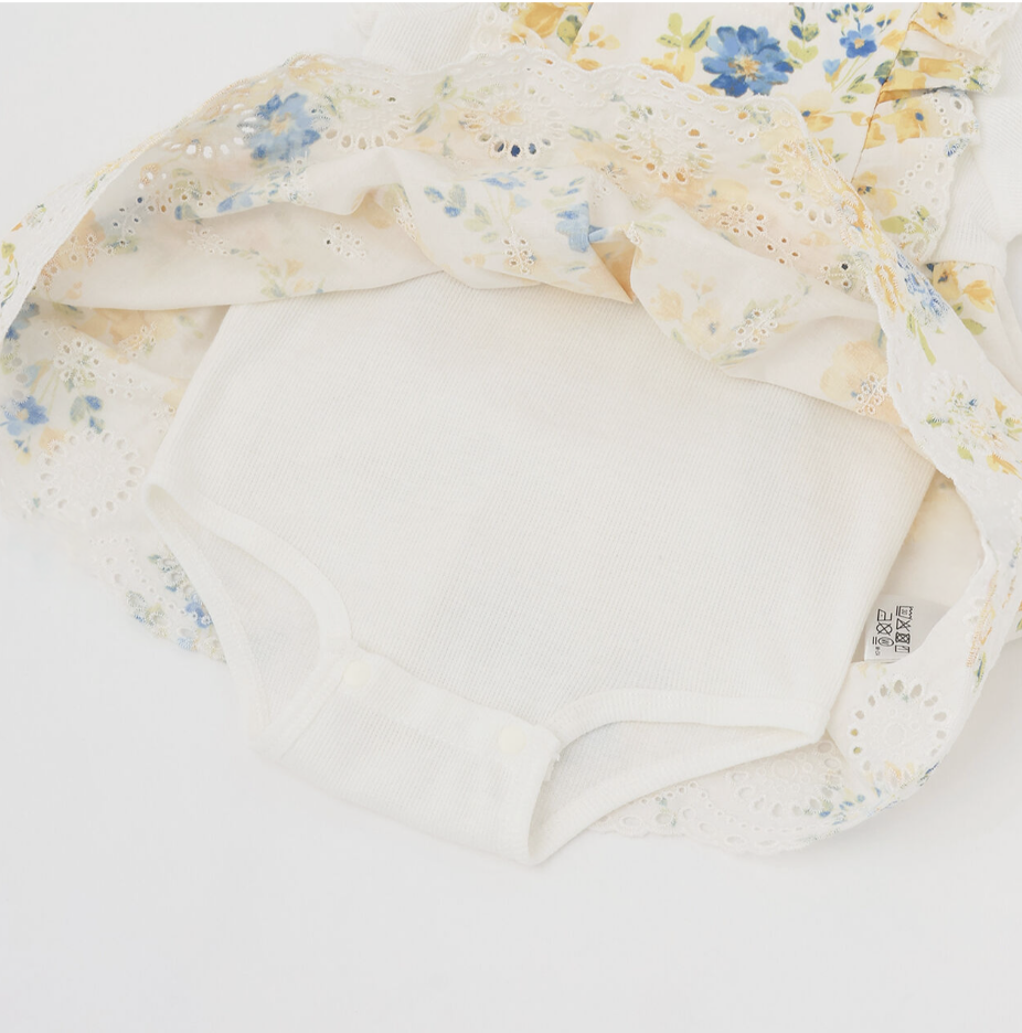 【petit main】肩部荷葉邊洋裝連身衣 🎀👶👗