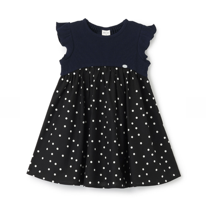 【petit main】圓點圖案拼接連身裙 ⚫️⚪️👗