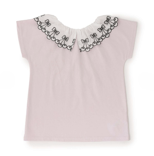【Lycee mine】【100%純棉】 櫻桃蕾絲領🍒 抗UV☀️🛡️ 涼感❄️  女童短袖T恤👕